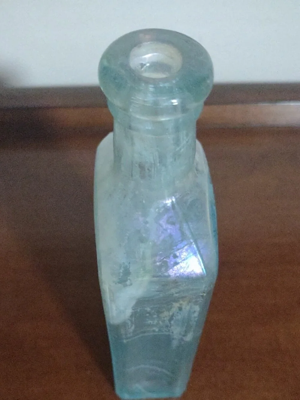 Hoods Sarsa Parilla Clear Aqua Glass Bottle Decorative Vase